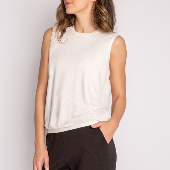 NWOT P.J. Salvage Jammie Essentials Tank Sleeveless Pajama Top Heather Grey M - Picture 2 of 8